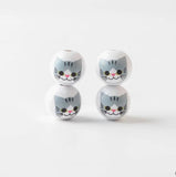 20Pcs Cat Round Wooden Beads DIY Party Decoration Children's Toys Bracelet