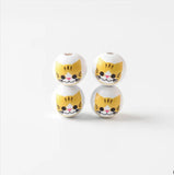 20Pcs Cat Round Wooden Beads DIY Party Decoration Children's Toys Bracelet
