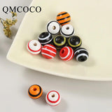 20Pcs Colorful Striped Wooden Beads Charm Crafts Kids Toys Jewelry Bracelet