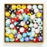 20Pcs 16mm Daisy Wooden Beads for DIY Kids Toy Bracelet
