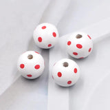 20Pcs/Pack Printed Dot Wooden Beads for Bracelets Making
