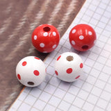20Pcs/Pack Printed Dot Wooden Beads for Bracelets Making