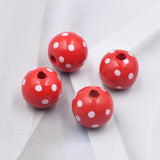 20Pcs/Pack Printed Dot Wooden Beads for Bracelets Making