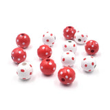 20Pcs/Pack Printed Dot Wooden Beads for Bracelets Making