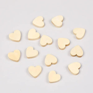 50Pcs Wooden Love Heart Beads Crafts Jewelry Tools Custom Hemu Loose Beads