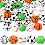 20Pcs Sports Ball Wooden Beads for DIY Jewelry Making Supplies