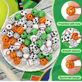 20Pcs Sports Ball Wooden Beads for DIY Jewelry Making Supplies