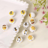 16mm 20pcs Bee Wood Beads Round Spacer Pearl Charms DIY Jewelry Making