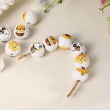 16mm 20pcs Bee Wood Beads Round Spacer Pearl Charms DIY Jewelry Making
