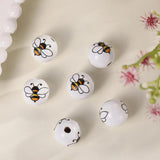 16mm 20pcs Bee Wood Beads Round Spacer Pearl Charms DIY Jewelry Making
