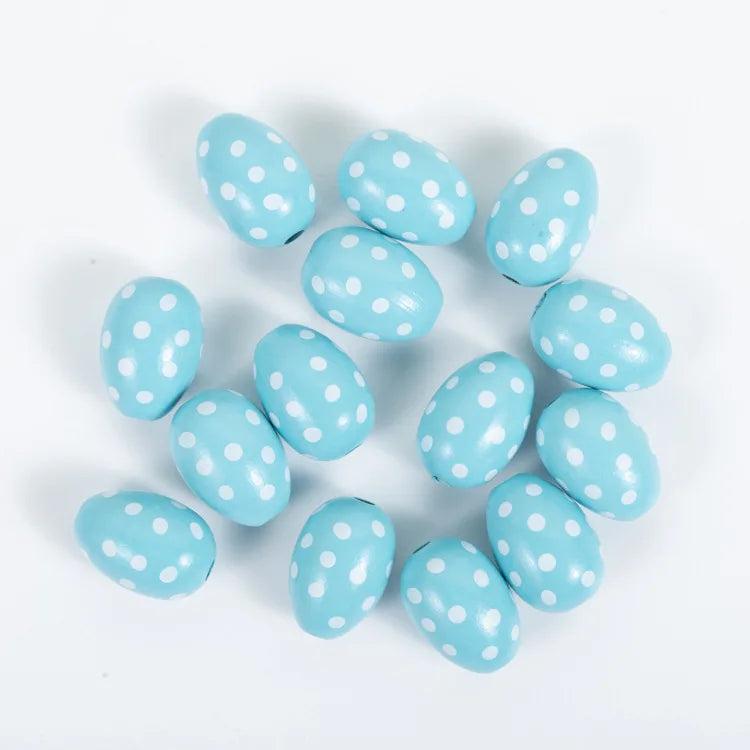 25/30mm Easter Eggs Flowers Wooden Beads Decoration
