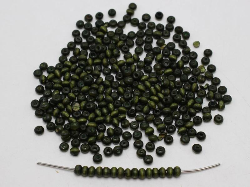 1000 Dark Green 4mm Round Wood Seed Beads