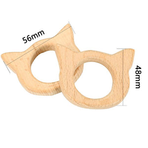 2Pcs Wooden Baby Teether Animal Cartoon Pacifier Pendant Necklace Accessories