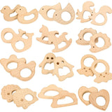 2Pcs Wooden Baby Teether Animal Cartoon Pacifier Pendant Necklace Accessories