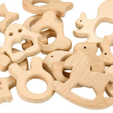 2Pcs Wooden Baby Teether Animal Cartoon Pacifier Pendant Necklace Accessories