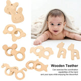 2Pcs Wooden Baby Teether Animal Cartoon Pacifier Pendant Necklace Accessories