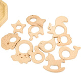2Pcs Wooden Baby Teether Animal Cartoon Pacifier Pendant Necklace Accessories