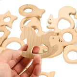 2Pcs Wooden Baby Teether Animal Cartoon Pacifier Pendant Necklace Accessories