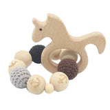 2Pcs Wooden Baby Teether Animal Cartoon Pacifier Pendant Necklace Accessories