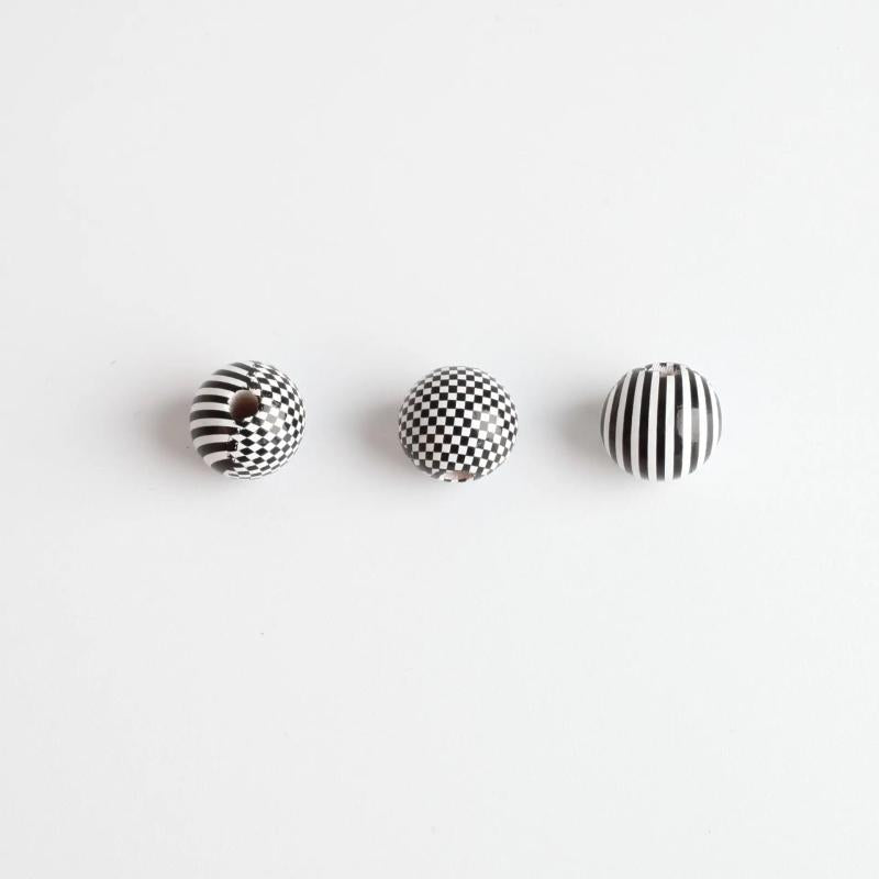 16mm Half Stripe Half Square Wooden Beads for Jewelry Making