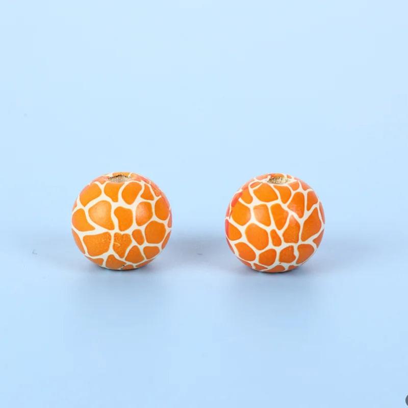 20Pcs 20MM Round Elk Wooden Beads DIY Party Decoration Children's Toys