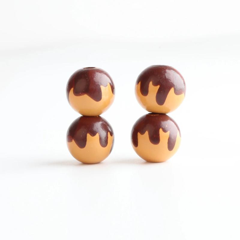 20Pcs 16mm Macaron Round Beads Hemu Printing Beads Kids Toys DIY Loose Beads