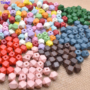 Yanqi 10mm 30pcs Colorful Natural Faceted Wooden Beads for DIY Jewelry Making