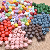 Yanqi 10mm 30pcs Colorful Natural Faceted Wooden Beads for DIY Jewelry Making