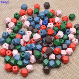 Yanqi 10mm 30pcs Colorful Natural Faceted Wooden Beads for DIY Jewelry Making