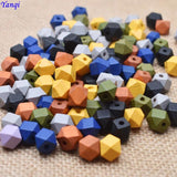 Yanqi 10mm 30pcs Colorful Natural Faceted Wooden Beads for DIY Jewelry Making