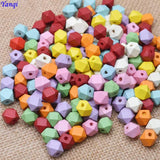 Yanqi 10mm 30pcs Colorful Natural Faceted Wooden Beads for DIY Jewelry Making