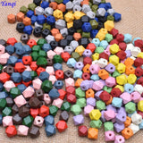 Yanqi 10mm 30pcs Colorful Natural Faceted Wooden Beads for DIY Jewelry Making