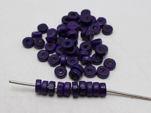 500 Purple 8mm Wood Beads - Wooden Heishi Column Shape