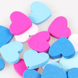 100pcs Heart Pattern Wooden Beads for DIY Jewelry Making 23x21mm
