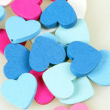 100pcs Heart Pattern Wooden Beads for DIY Jewelry Making 23x21mm