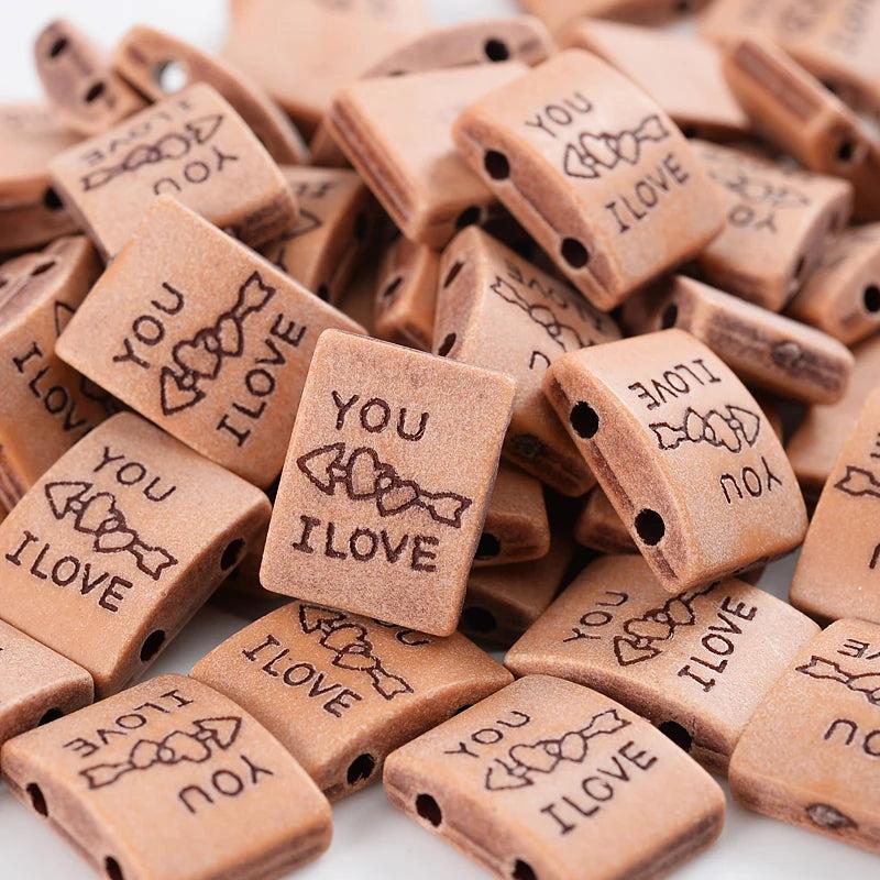 50Pcs Acrylic Wooden Beads Love Letter Charm DIY Necklace Bracelet