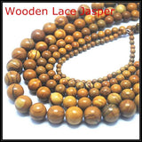 15.5' Wooden Jasperr Stone Charms Gem Stone Round Ball Loose Beads DIY Jewelry