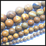 15.5' Wooden Jasperr Stone Charms Gem Stone Round Ball Loose Beads DIY Jewelry