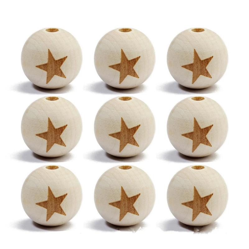 20Pcs 20mm Wooden Beads for Jewelry Making