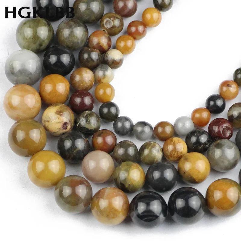 Wooden Petrified Stone Round Beads for Jewelry Making 15''