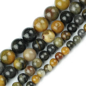 Wooden Petrified Stone Round Beads for Jewelry Making 15''
