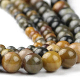 Wooden Petrified Stone Round Beads for Jewelry Making 15''