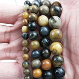 Wooden Petrified Stone Round Beads for Jewelry Making 15''