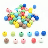 6-16mm Natural Wood Beads Wooden Charms Colorful Pink for DIY Jewelry