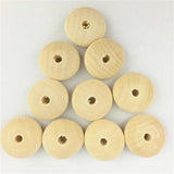 10Pcs DIY Wooden Flat Round Beads Unfinished Spacer Charms Jewelry Findings