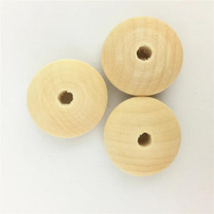 10Pcs DIY Wooden Flat Round Beads Unfinished Spacer Charms Jewelry Findings