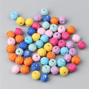 20PCS Straw Raffia Knit Ball Earring Bracelet Accessories 10-11mm
