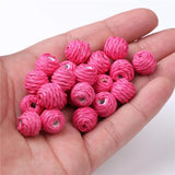 20PCS Straw Raffia Knit Ball Earring Bracelet Accessories 10-11mm