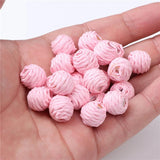 20PCS Straw Raffia Knit Ball Earring Bracelet Accessories 10-11mm