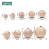 Bopoobo 10-30PCS Natural Beech Wooden Beads DIY Crafts Jewelry Making Bracelet
